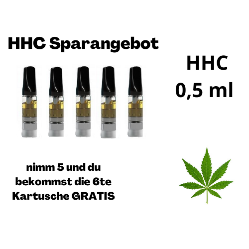 HHC Kartusche 0,5ml | Sparangebot | 5 Stück + 1 GRATIS